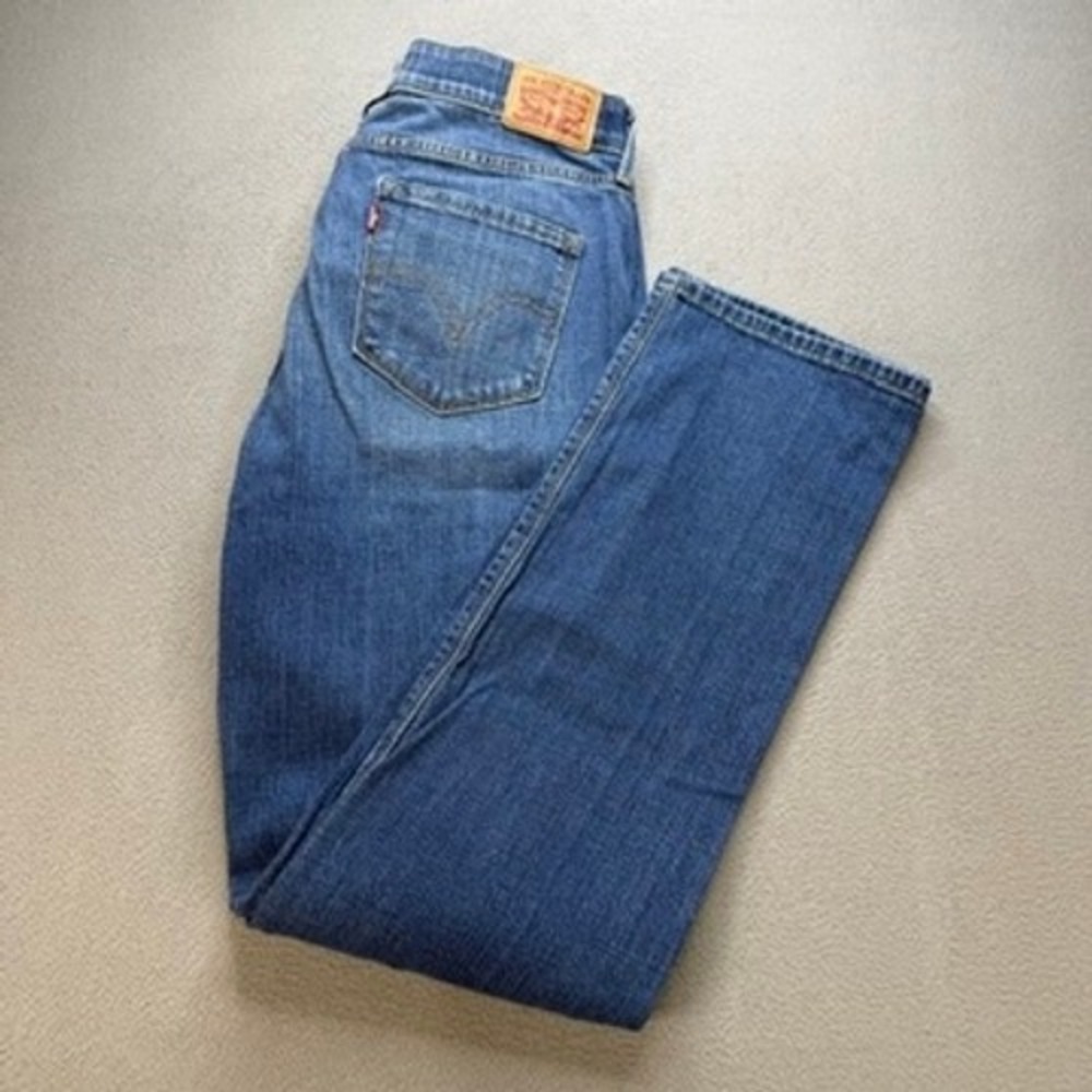 Levis 525 Perfect Waist Straight Jeans 12 Blue Faded Denim Casual Classic Pants
